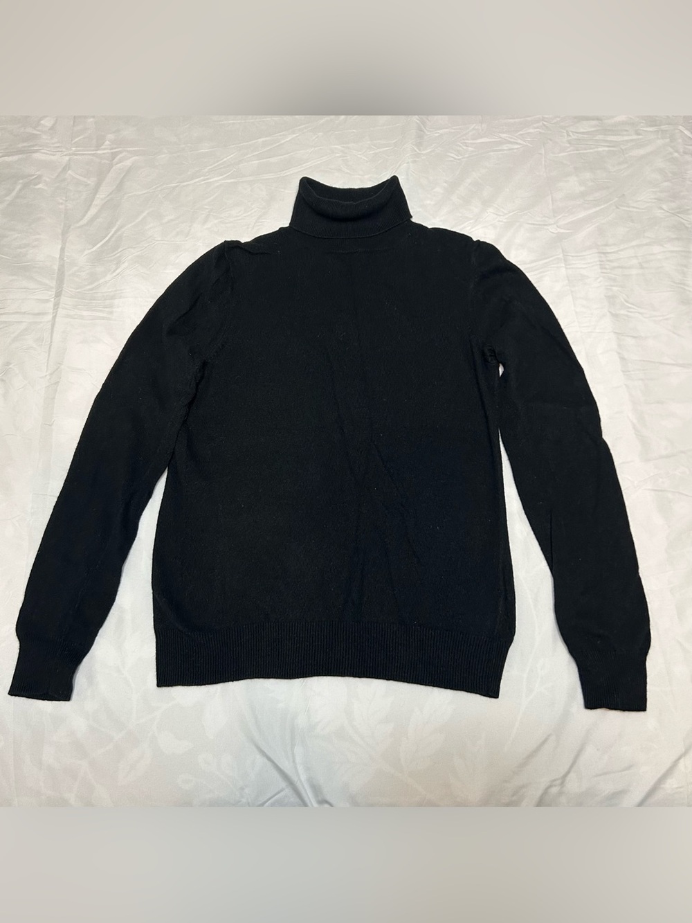 Boden Turtleneck Sweater Womens 10 Black Slim Cashmere Angora Blend Basic